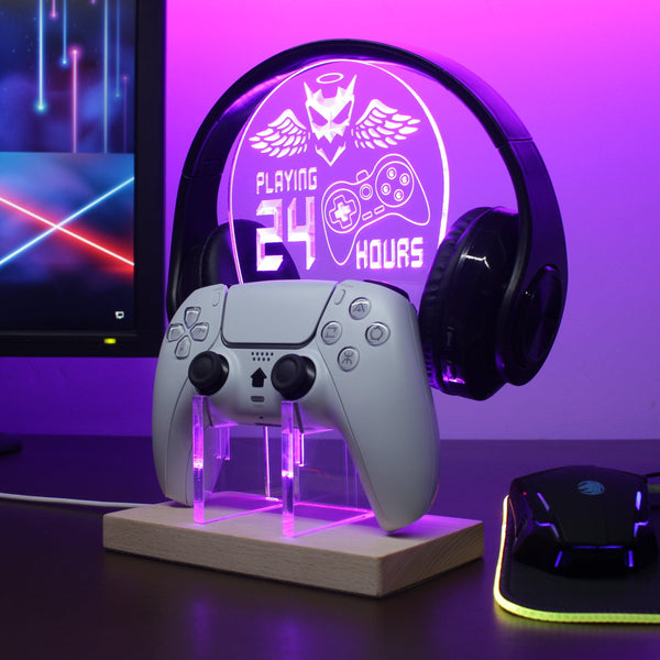 ADVPRO Playing Game 24 Hours Gamer LED neon stand hgA-j0059 - Purple