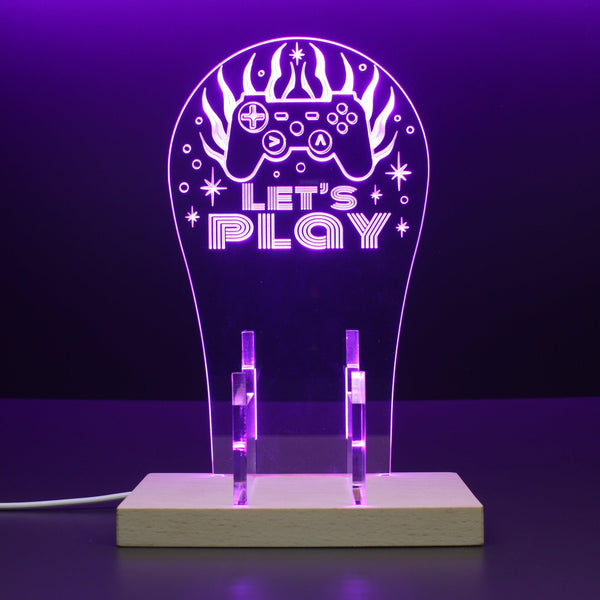 ADVPRO Let's Play Game with Fire and Star at Back Gamer LED neon stand hgA-j0061 - Purple