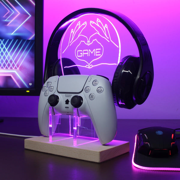 ADVPRO I Love Game with Hand Create Heart Shape Gamer LED neon stand hgA-j0062 - Purple