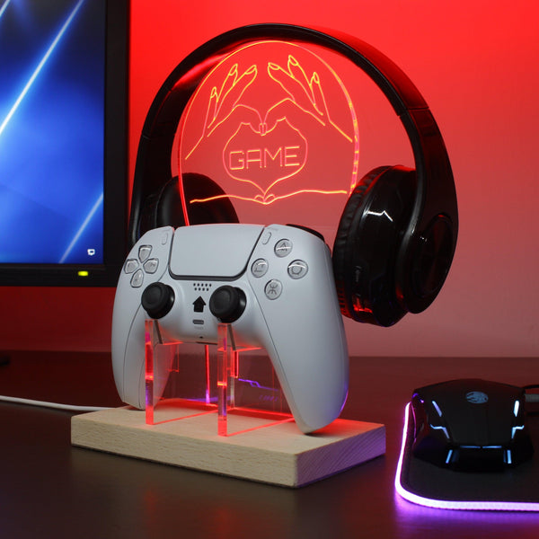 ADVPRO I Love Game with Hand Create Heart Shape Gamer LED neon stand hgA-j0062 - Red