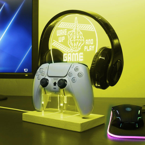 ADVPRO Wake Up and Play Game Gamer LED neon stand hgA-j0066 - Yellow