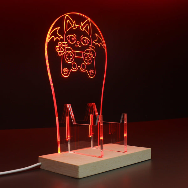 ADVPRO Cutie Devil Cat Playing Game Gamer LED neon stand hgA-j0068 - Red