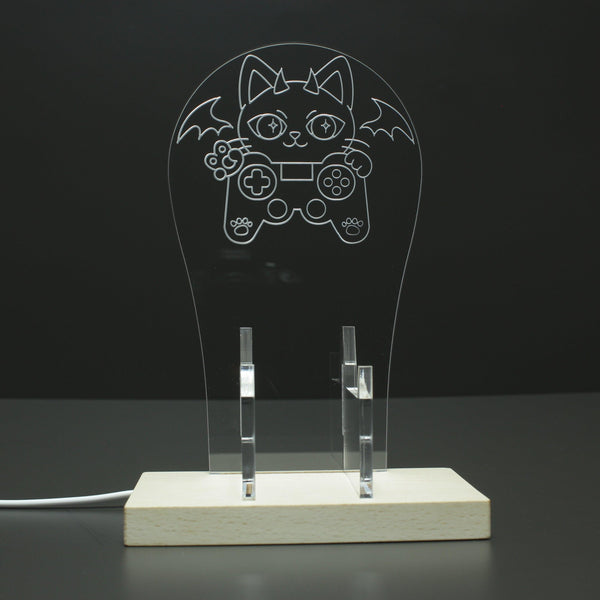 ADVPRO Cutie Devil Cat Playing Game Gamer LED neon stand hgA-j0068