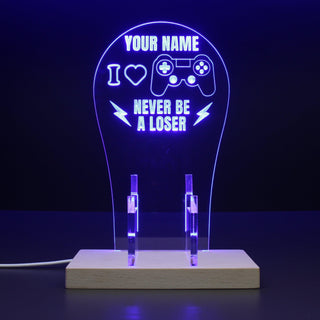 ADVPRO I love game, never be a loser Personalized Gamer LED neon stand hgA-p0001-tm - Blue
