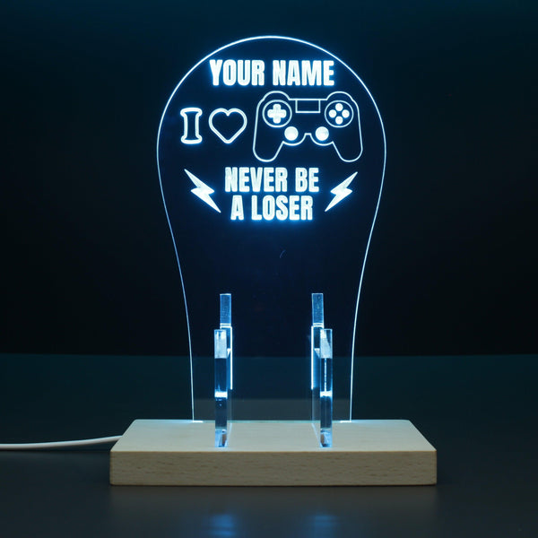 ADVPRO I love game, never be a loser Personalized Gamer LED neon stand hgA-p0001-tm - Sky Blue