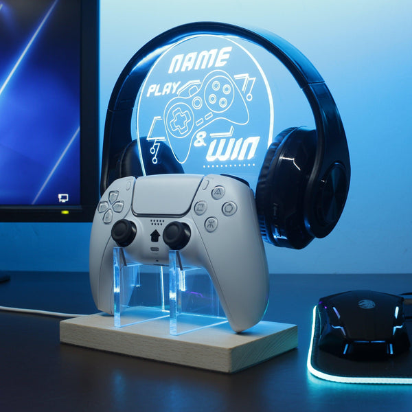 ADVPRO Play and win with game controller Personalized Gamer LED neon stand hgA-p0002-tm - Sky Blue