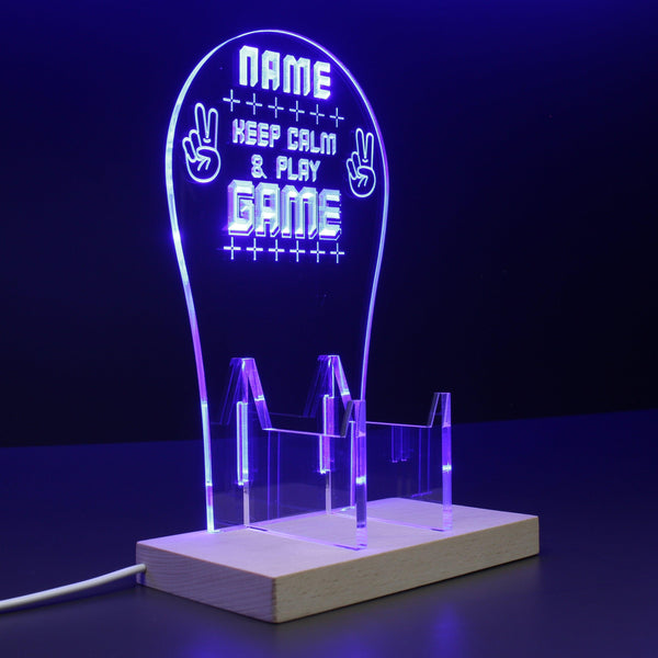 ADVPRO keep calm and lay game Personalized Gamer LED neon stand hgA-p0004-tm - Blue