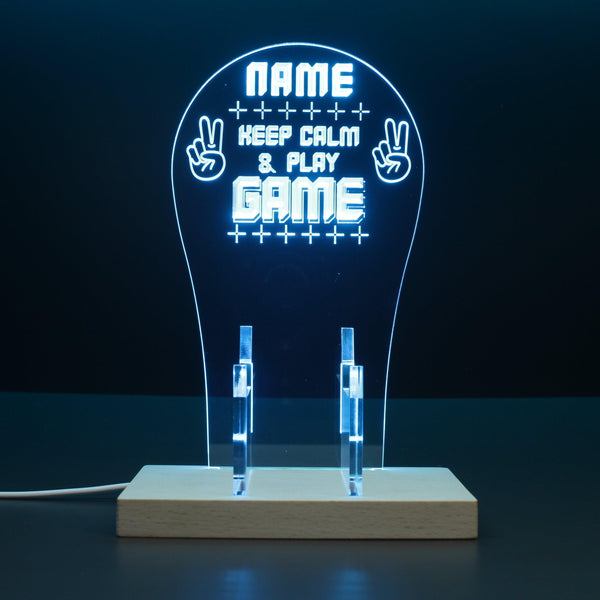 ADVPRO keep calm and lay game Personalized Gamer LED neon stand hgA-p0004-tm - Sky Blue