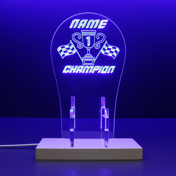 ADVPRO Be the first champion Personalized Gamer LED neon stand hgA-p0007-tm - Blue