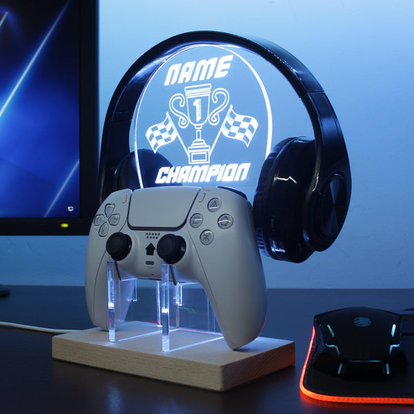 ADVPRO Be the first champion Personalized Gamer LED neon stand hgA-p0007-tm - White