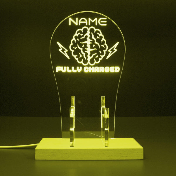 ADVPRO Your brain fully charged Personalized Gamer LED neon stand hgA-p0008-tm - Yellow
