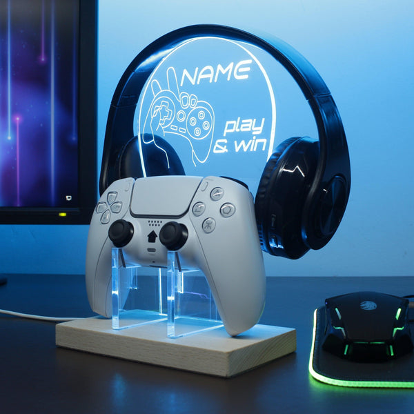 ADVPRO Play and win with game controller (other design) Personalized Gamer LED neon stand hgA-p0009-tm - Sky Blue