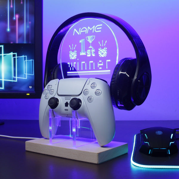 ADVPRO 1st winner with monster icons Personalized Gamer LED neon stand hgA-p0011-tm - Blue