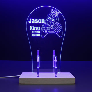 ADVPRO King of the game with skull head Personalized Gamer LED neon stand hgA-p0012-tm - Blue