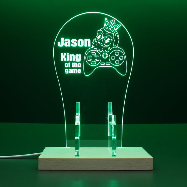 ADVPRO King of the game with skull head Personalized Gamer LED neon stand hgA-p0012-tm - Green