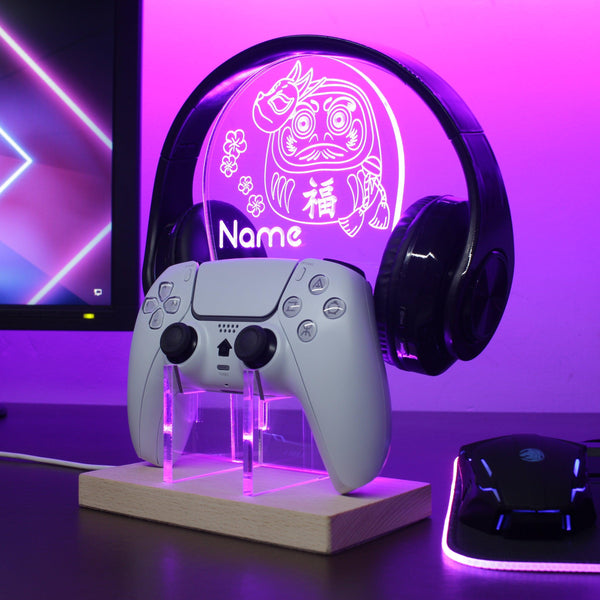 ADVPRO Japanese lucky doll with flower Personalized Gamer LED neon stand hgA-p0013-tm - Purple