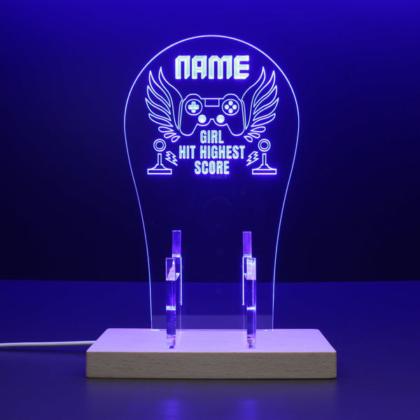 ADVPRO Girl – hit highest score Personalized Gamer LED neon stand hgA-p0014-tm - Blue