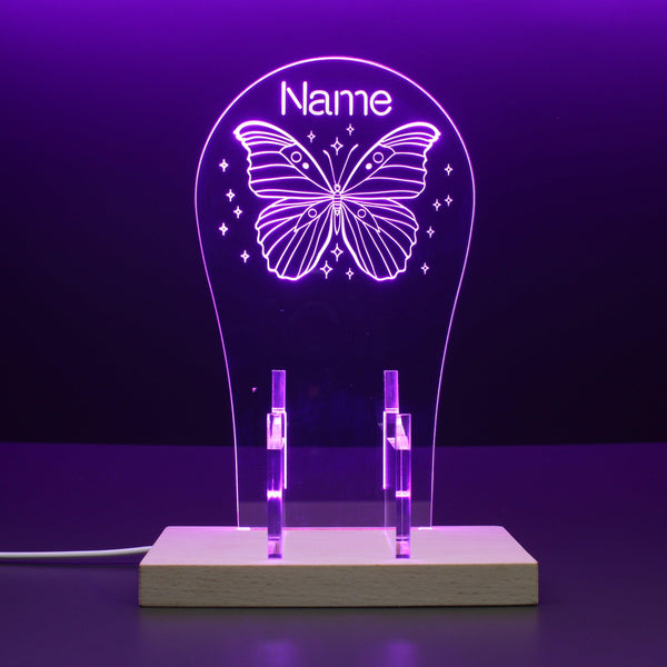 ADVPRO Beautiful butterfly with surrounding stars Personalized Gamer LED neon stand hgA-p0015-tm - Purple