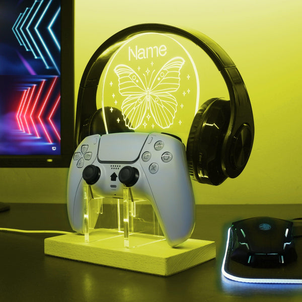ADVPRO Beautiful butterfly with surrounding stars Personalized Gamer LED neon stand hgA-p0015-tm - Yellow