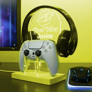 ADVPRO Good vibes – mouth with diamond Personalized Gamer LED neon stand hgA-p0019-tm - Yellow