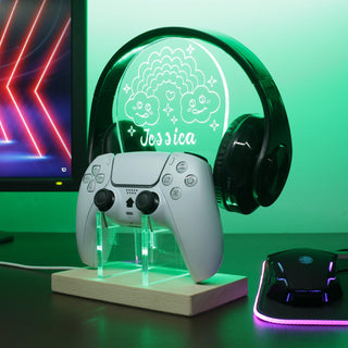 ADVPRO Happy rainbow with two clouds Personalized Gamer LED neon stand hgA-p0020-tm - Green