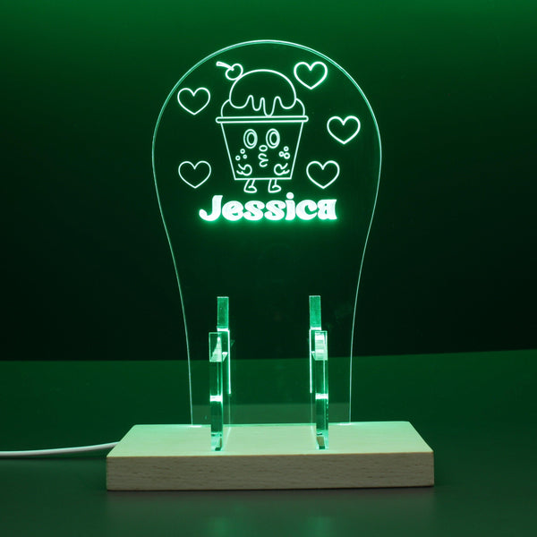 ADVPRO Happy little ice cream boy Personalized Gamer LED neon stand hgA-p0021-tm - Green