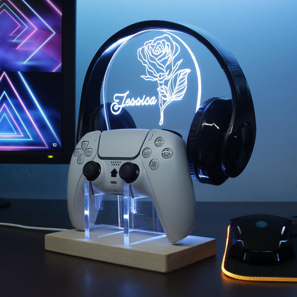 ADVPRO Beautiful rose Personalized Gamer LED neon stand hgA-p0024-tm - White