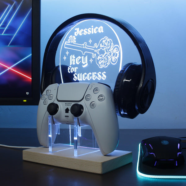 ADVPRO Key for success Personalized Gamer LED neon stand hgA-p0025-tm - White