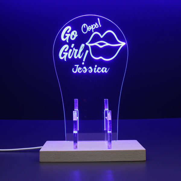 ADVPRO Oops! Go girl! Personalized Gamer LED neon stand hgA-p0026-tm - Blue