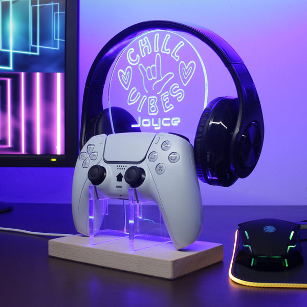 ADVPRO Chill Vibes Personalized Gamer LED neon stand hgA-p0029-tm - Blue