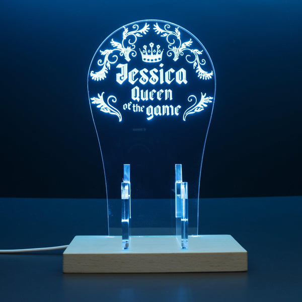 ADVPRO Queen of the game with classic border Personalized Gamer LED neon stand hgA-p0030-tm - Sky Blue