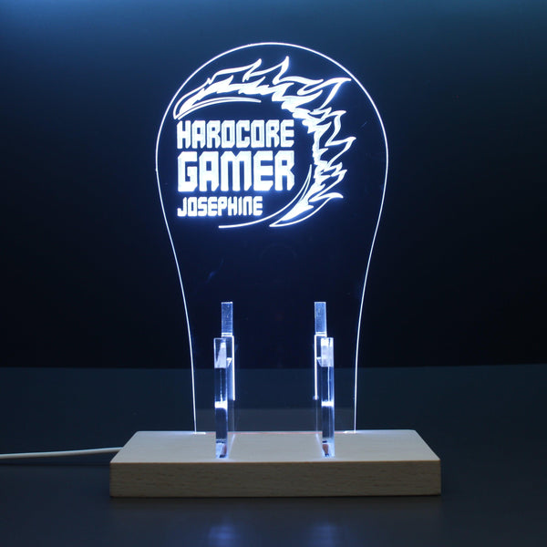 ADVPRO Hard core gamer with circle fire Personalized Gamer LED neon stand hgA-p0031-tm - White