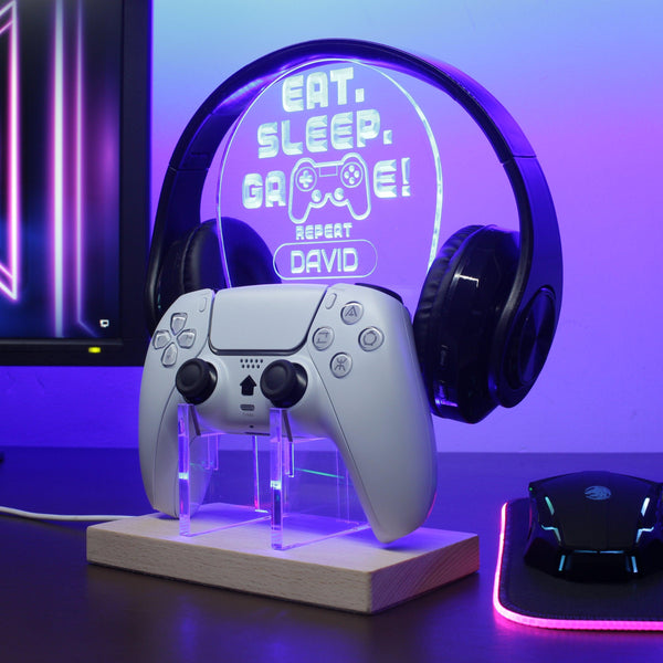 ADVPRO Eat Sleep Game Repeat Personalized Gamer LED neon stand hgA-p0032-tm - Blue
