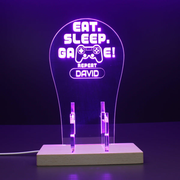 ADVPRO Eat Sleep Game Repeat Personalized Gamer LED neon stand hgA-p0032-tm - Purple