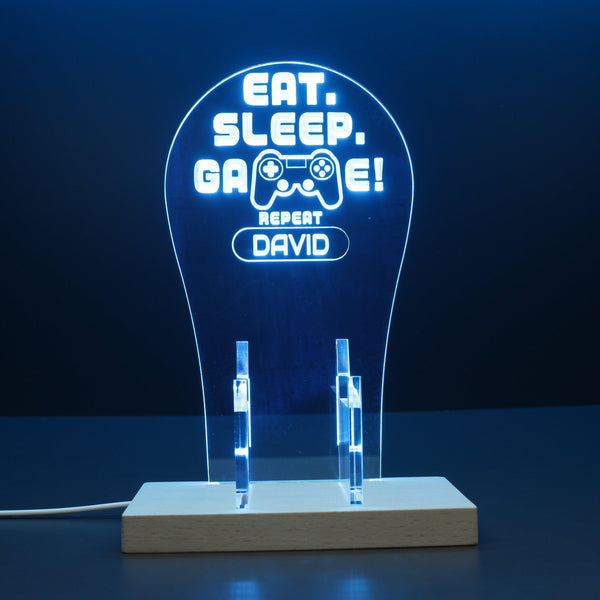ADVPRO Eat Sleep Game Repeat Personalized Gamer LED neon stand hgA-p0032-tm - Sky Blue