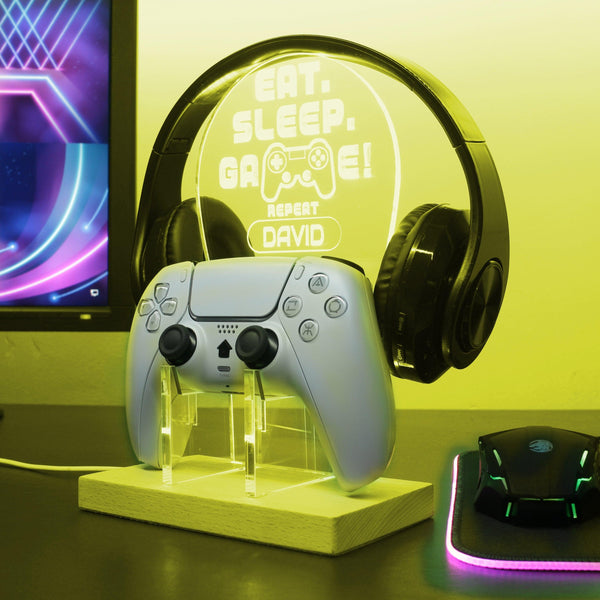 ADVPRO Eat Sleep Game Repeat Personalized Gamer LED neon stand hgA-p0032-tm - Yellow