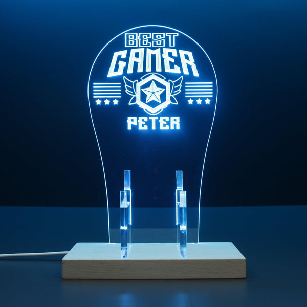 ADVPRO Best game badge Personalized Gamer LED neon stand hgA-p0036-tm - Sky Blue