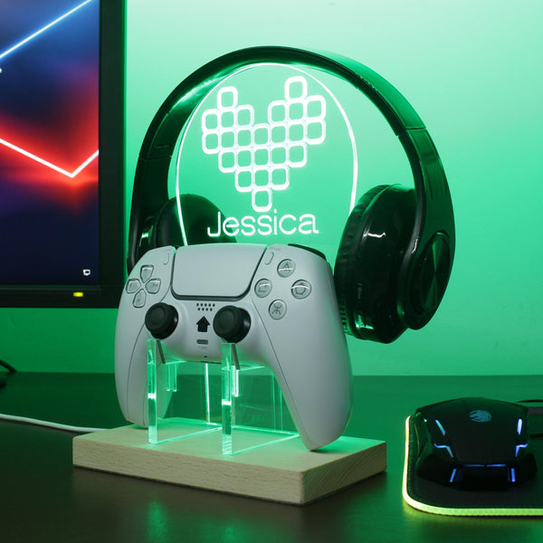 ADVPRO Digital Heart Personalized Gamer LED neon stand hgA-p0041-tm - Green