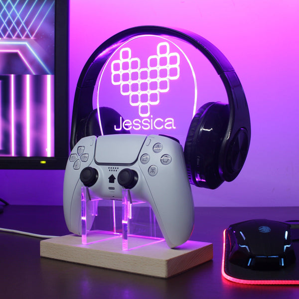 ADVPRO Digital Heart Personalized Gamer LED neon stand hgA-p0041-tm - Purple