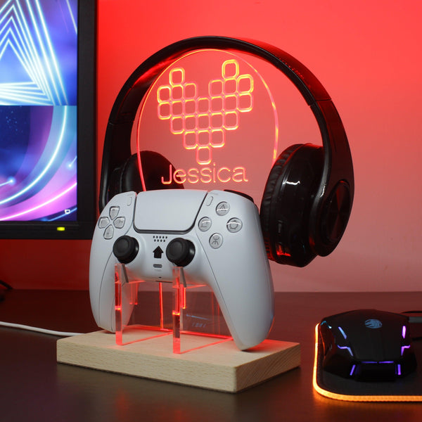 ADVPRO Digital Heart Personalized Gamer LED neon stand hgA-p0041-tm - Red