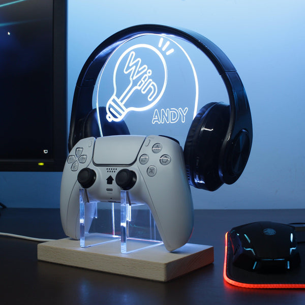 ADVPRO Win word inside the light bulb Personalized Gamer LED neon stand hgA-p0042-tm - White