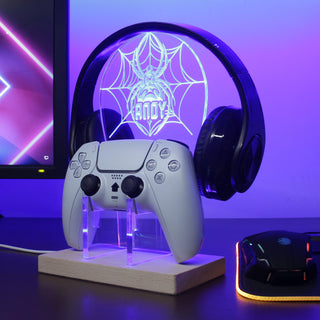 ADVPRO Spider with cobweb Personalized Gamer LED neon stand hgA-p0043-tm - Blue