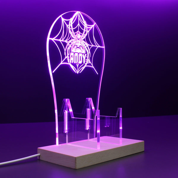 ADVPRO Spider with cobweb Personalized Gamer LED neon stand hgA-p0043-tm - Purple