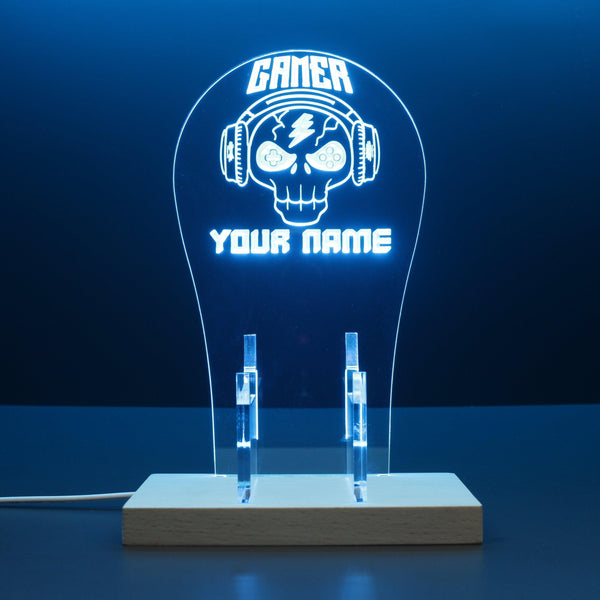 ADVPRO Hardcore gamer with skull head Personalized Gamer LED neon stand hgA-p0051-tm - Sky Blue