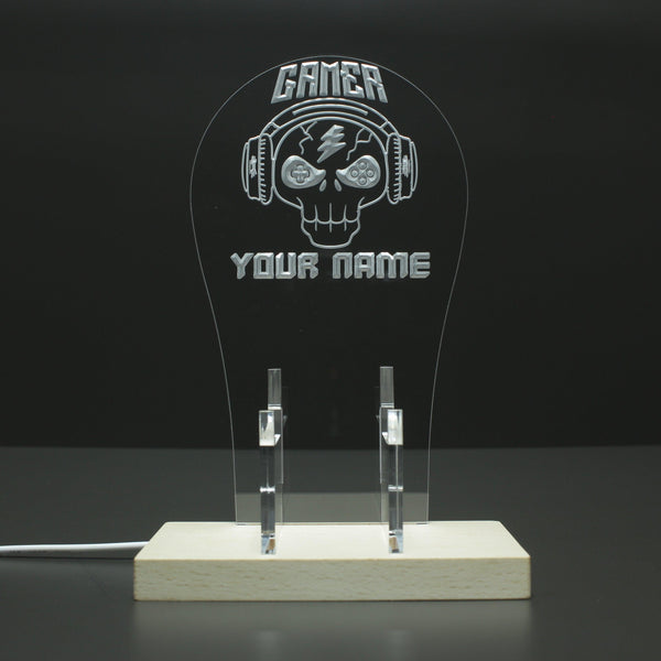 ADVPRO Hardcore gamer with skull head Personalized Gamer LED neon stand hgA-p0051-tm