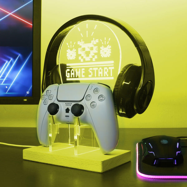 ADVPRO Game start – monster icon Personalized Gamer LED neon stand hgA-p0052-tm - Yellow