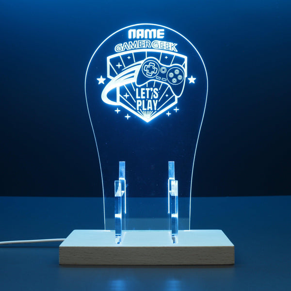 ADVPRO Gamer geek and let's play Personalized Gamer LED neon stand hgA-p0054-tm - Sky Blue