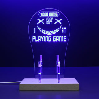 ADVPRO Keep out I am playing game Personalized Gamer LED neon stand hgA-p0055-tm - Blue