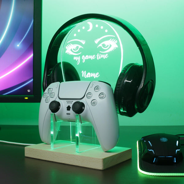 ADVPRO My game time Personalized Gamer LED neon stand hgA-p0056-tm - Green