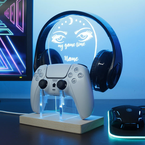 ADVPRO My game time Personalized Gamer LED neon stand hgA-p0056-tm - Sky Blue